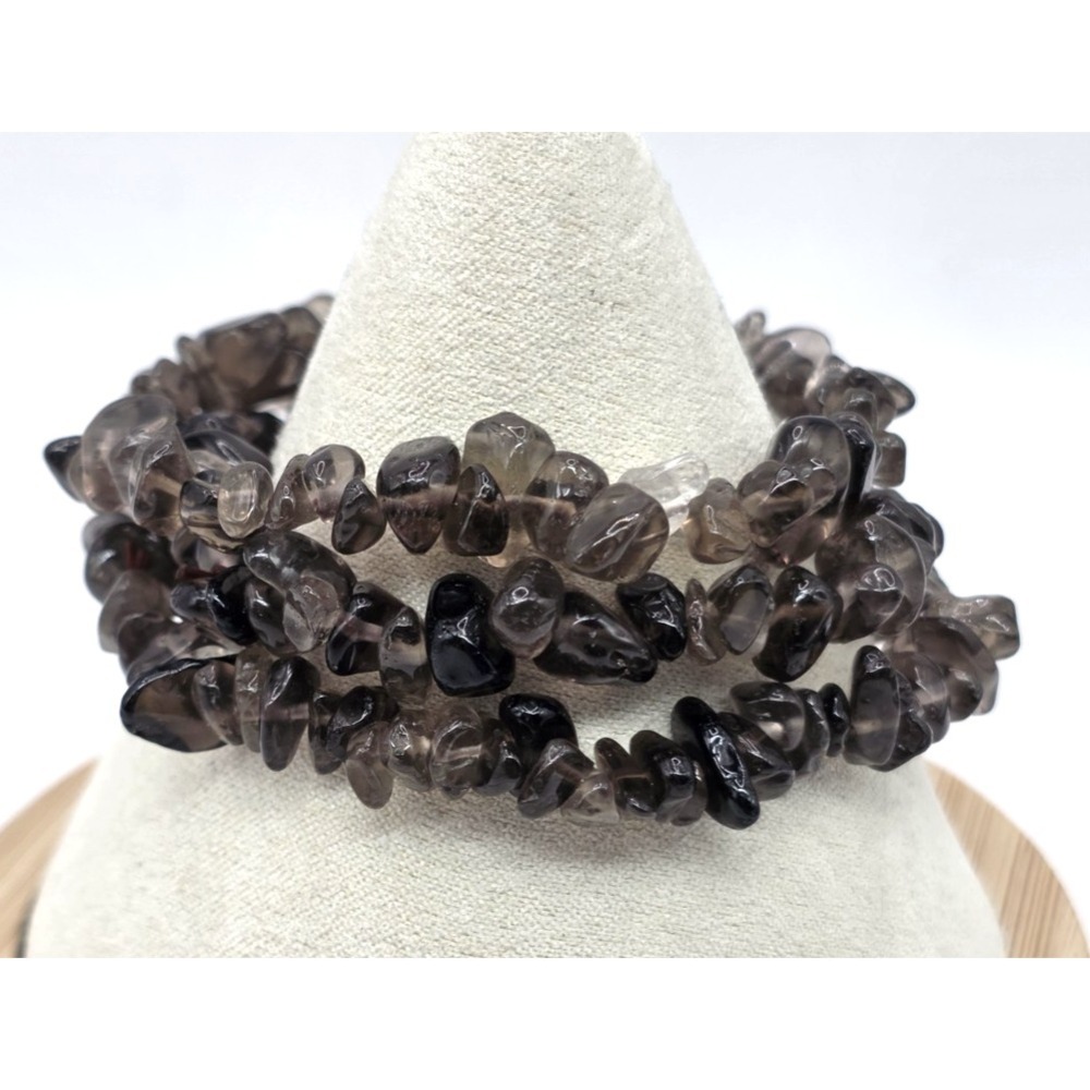 Genuine‎ Smoky Quartz Bracelets Lot of 3 Nuggets/Chips Stretchy Size 6-6.25 NWOT